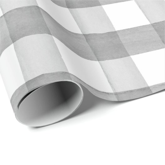 Graufarbenes Buffalo Kariertes Wrapping Paper Geschenkpapier (Rolleneckpunkt)