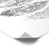 Graufarbenes Feather Tribal Print Poster (Ecke)