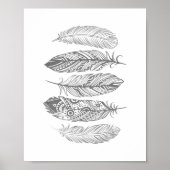 Graufarbenes Feather Tribal Print Poster (Vorne)