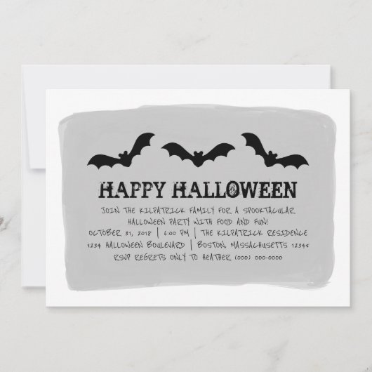 Graufarbenes Halloween-Party Einladung (Vorderseite)