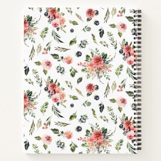 Graufarbenes Katzenblumenangebot und Monogramm Notizblock (Rückseite)