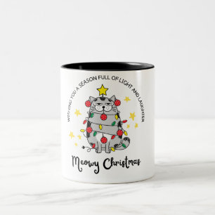 Graufarbig Niedlich Funny Cat Weihnachten Zweifarbige Tasse