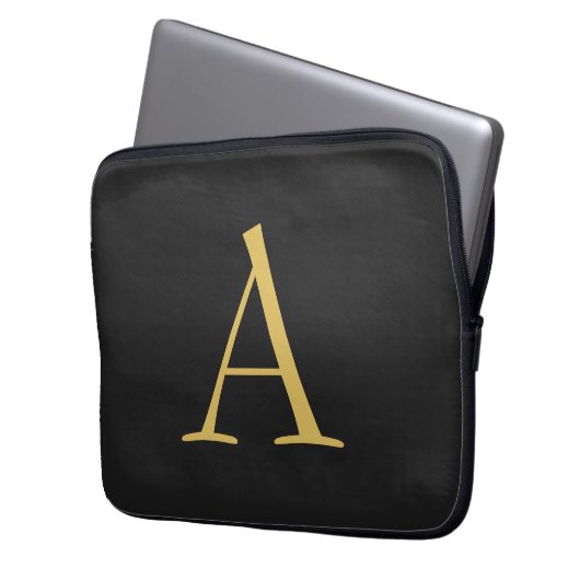 Graufarbige Monogramm Beruflich Laptopschutzhülle (Vorderseite Links)