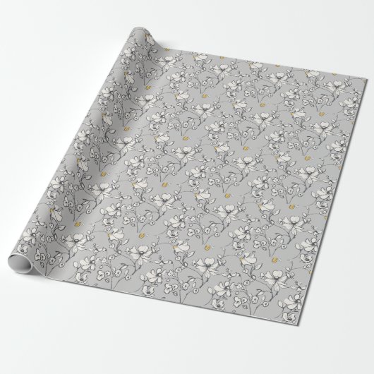 Grauflora Linearfarbe Geschenkpapier (Ungerollt)