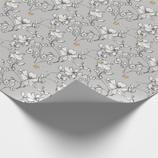 Grauflora Linearfarbe Geschenkpapier (Ecke)