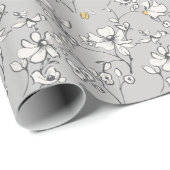 Grauflora Linearfarbe Geschenkpapier (Rolleneckpunkt)