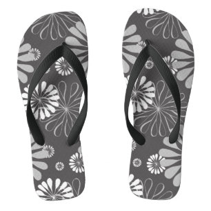 Grauflorale Flip Flops Badesandalen