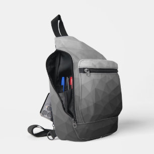 Graugefälle geometrisches Maschenmuster Crossbody Bag