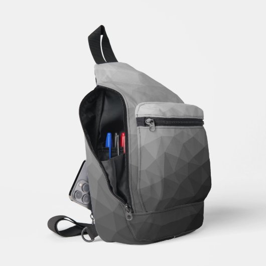 Graugefälle geometrisches Maschenmuster Crossbody Bag (Offen)