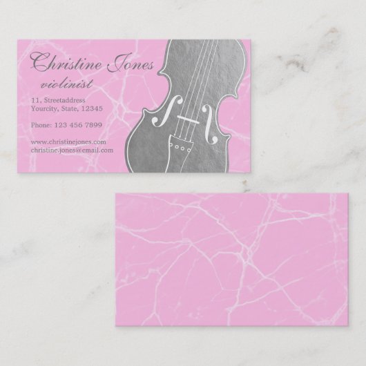 Graugeige auf rosa Marmor Visitenkarte (Vorne/Hinten)