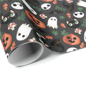Graugeister Fledermäuse Katzenkürbis Halloween-Mus Geschenkpapier (Rolleneckpunkt)