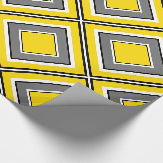 Graugelb Diamond Geometric Geschenkpapier (Ecke)