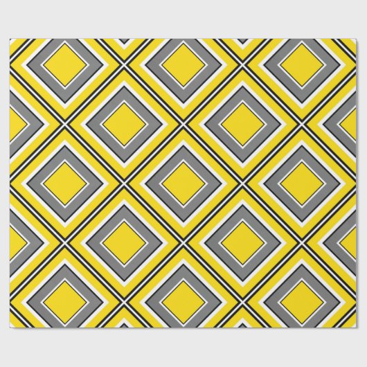 Graugelb Diamond Geometric Geschenkpapier (Flach)