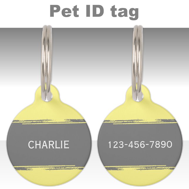 Graugelb einen Namen und eine Kontaktnummer hinzuf Haustiermarke (Von Creator hochgeladen)