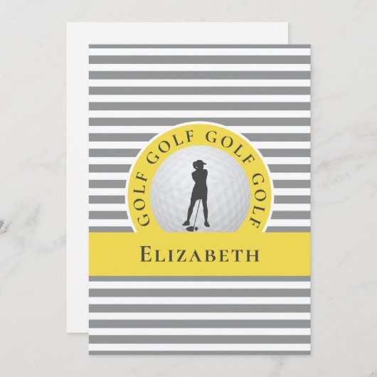 Graugelb für ihren Personalisierten Golfer Danke Mitteilungskarte (Vorne/Hinten)