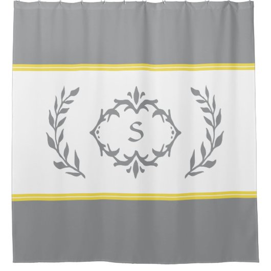 Graugelb Moderner Mit Monogramm anfänglicher Chic  Duschvorhang (Vorderseite)