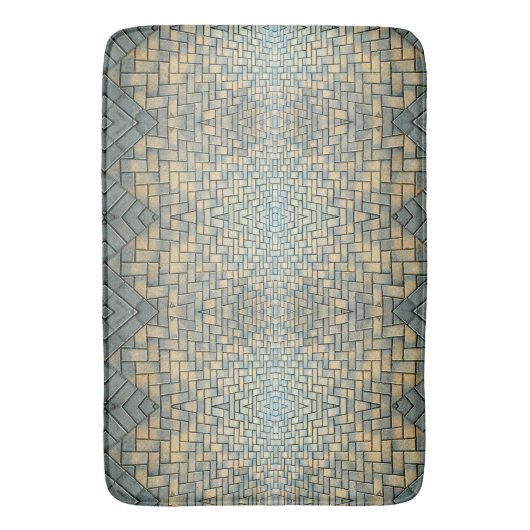 Graugelb und blassblauer Mosaikstein Badematte (Vorderseite Vertikal)