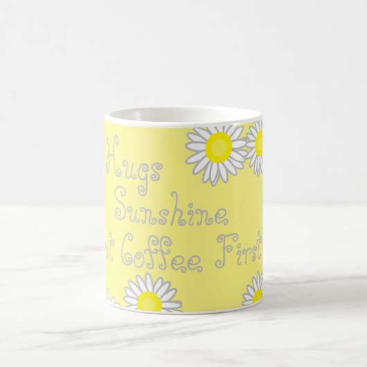 Graugelb und weißes Daisy Fun Sprichwort Kaffeetasse (Mittel)
