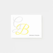 Graugelb weiß Mit Monogramm Ihr Name individuell Post-it Klebezettel (Vorderseite)