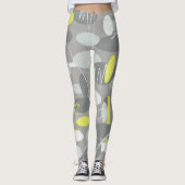 Graugelbe Abstrakte Kunst - Muster Leggings (Vorderseite)