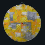 Graugelbe abstrakte Kunstmalerei Dartscheibe<br><div class="desc">Graugelbe abstrakte Kunstmalerei</div>