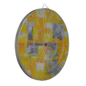 Graugelbe abstrakte Kunstmalerei Dartscheibe (Vorderseite Links)