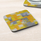 Graugelbe abstrakte Kunstmalerei Getränkeuntersetzer (Linke Seite)