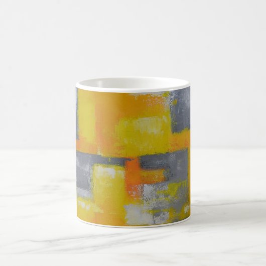 Graugelbe abstrakte Kunstmalerei Kaffeetasse (Mittel)