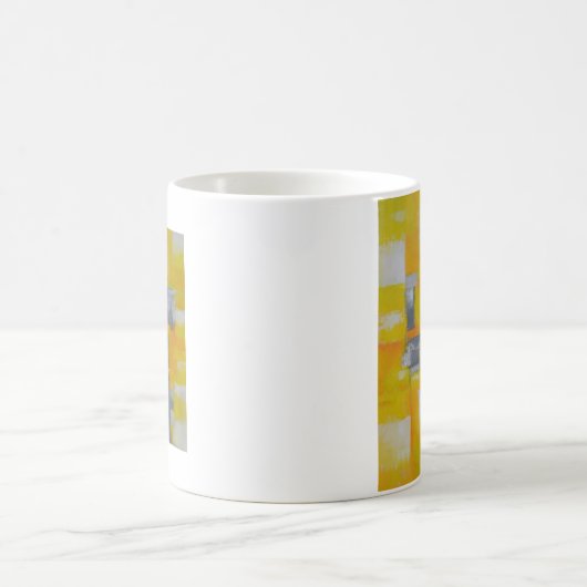 Graugelbe abstrakte Kunstmalerei Kaffeetasse (Mittel)