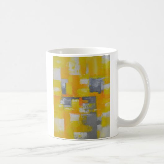 Graugelbe abstrakte Kunstmalerei Kaffeetasse (Rechts)