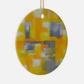Graugelbe abstrakte Kunstmalerei Keramik Ornament (Rechts)