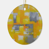 Graugelbe abstrakte Kunstmalerei Keramik Ornament (Links)