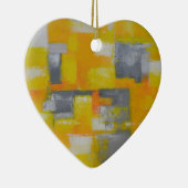 Graugelbe abstrakte Kunstmalerei Keramikornament (Rechts)