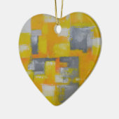 Graugelbe abstrakte Kunstmalerei Keramikornament (Links)