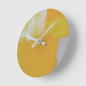 Graugelbe abstrakte Kunstmalerei Runde Wanduhr (Winkel)