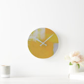 Graugelbe abstrakte Kunstmalerei Runde Wanduhr (Zuhause)
