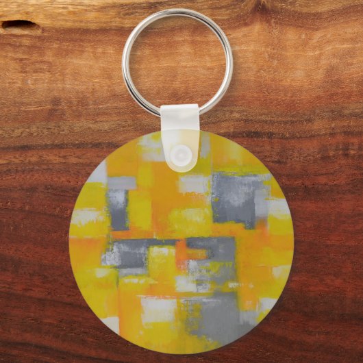 Graugelbe abstrakte Kunstmalerei Schlüsselanhänger (Vorderseite)