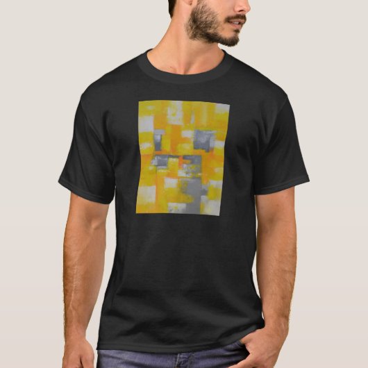 Graugelbe abstrakte Kunstmalerei T-Shirt (Vorderseite)