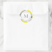 Graugelbe Abstrakte Pinselstriche Runder Aufkleber (Tasche)