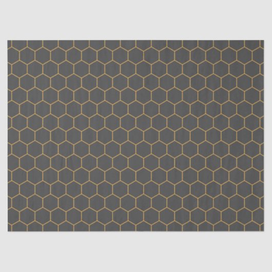 Graugelbe Honeycomb Hexagon Muster Trendy Chic Seidenpapier (Vorderseite)