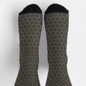 Graugelbe Honeycomb Hexagon Muster Trendy Chic Socken (Oben)