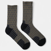 Graugelbe Honeycomb Hexagon Muster Trendy Chic Socken (Rechts)
