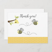 Graugelbe Hummel Danke Karte (Vorne/Hinten)