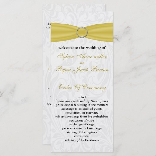 Graugelbe IMITATE Schleife Diamantschnalle Hochzei Programm (Vorne/Hinten)