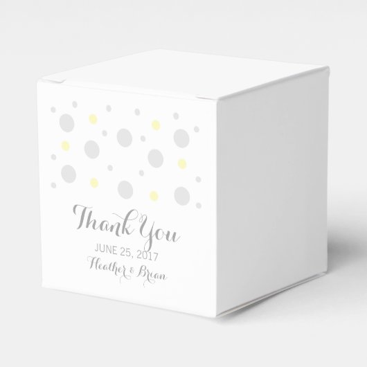 Graugelbe Konfetti-Gastgeschenk Hochzeit-Box Geschenkschachtel (Vorderseite)