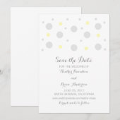 Graugelbe Konfetti Save the Date einladen (Vorne/Hinten)