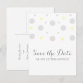 Graugelbe Konfetti Save the Date Postkarte (Vorne/Hinten)