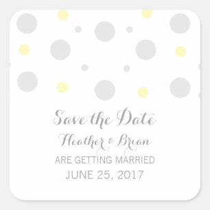 Graugelbe Konfetti Save the Date Stickers