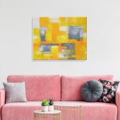 Graugelbe, moderne abstrakte Malerei Leinwanddruck (Insitu (Wohnzimmer))