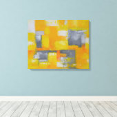 Graugelbe, moderne abstrakte Malerei Leinwanddruck (Insitu (Holzboden))